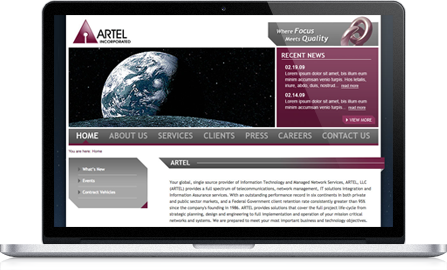 Artel Inc UI design screenshot inside of a laptop